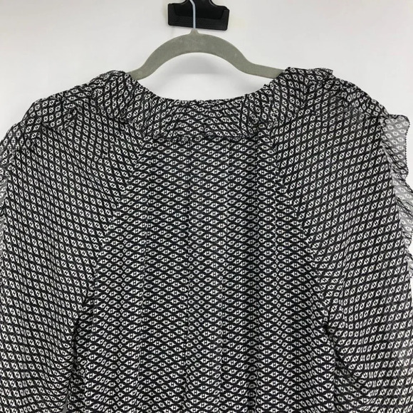Joie Black  & White V-neck Zaida Ruffled Silk Top Elasticated Waist size S - Picture 11 of 16